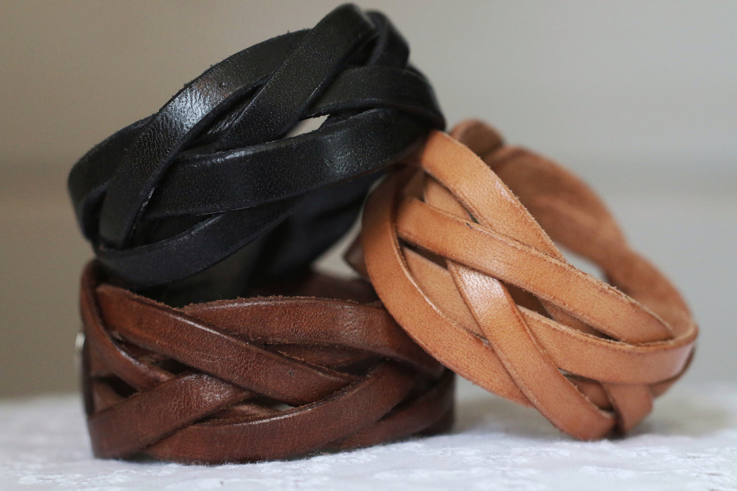 Braided 5 Strand Leather Bracelet