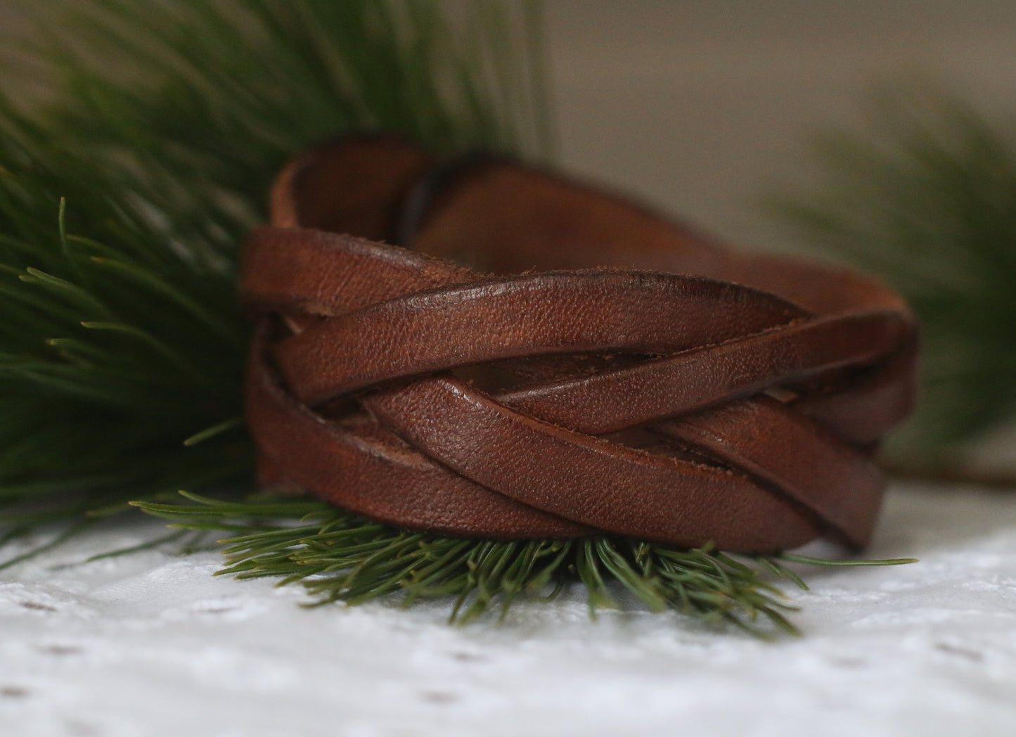 Braided 5 Strand Leather Bracelet