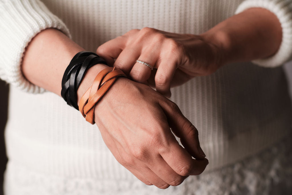 Braided 5 Strand Leather Bracelet