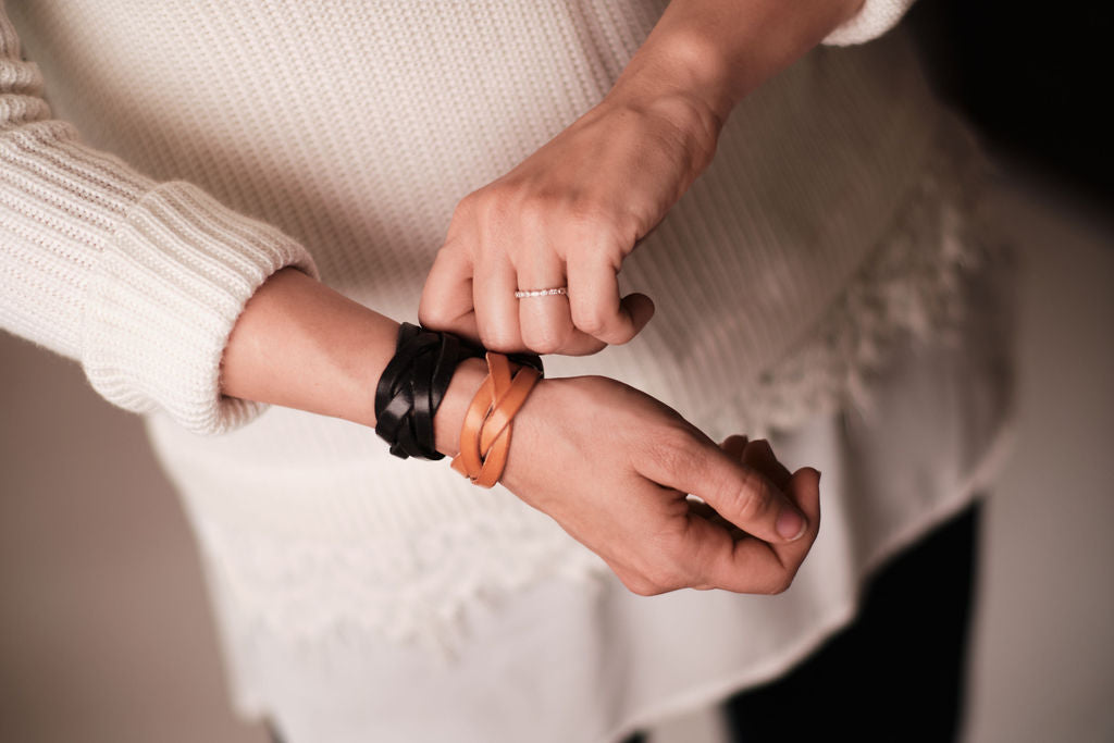 Braided 5 Strand Leather Bracelet