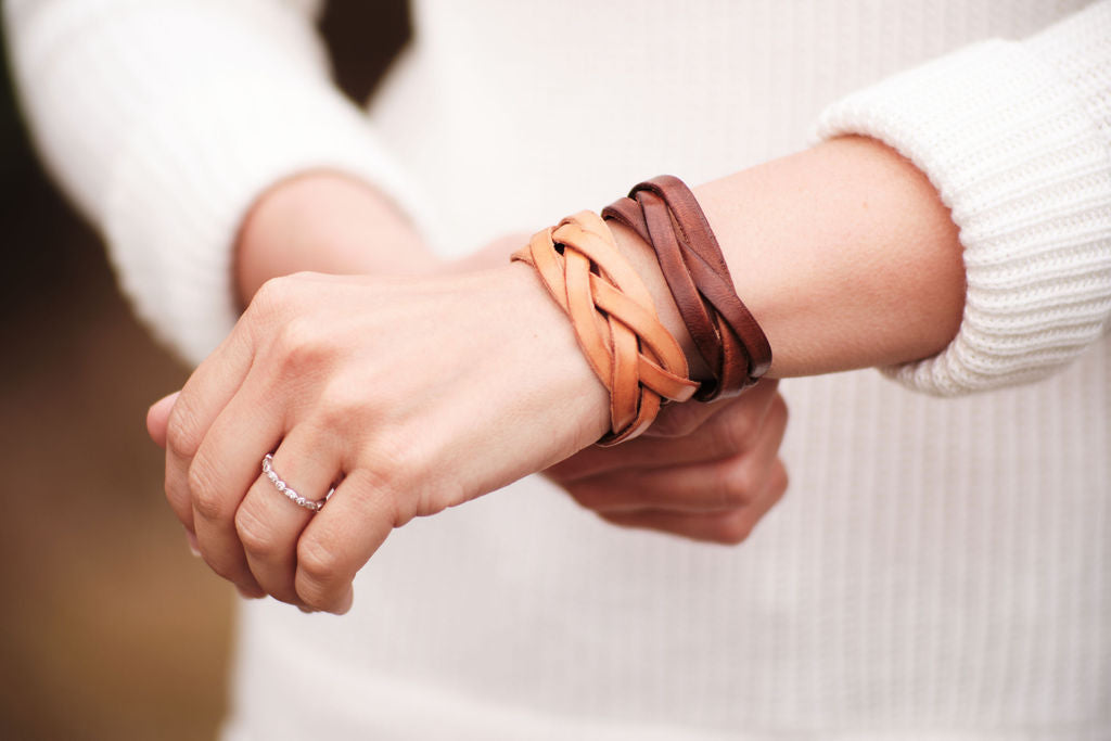 Braided 3 Strand Leather Bracelet