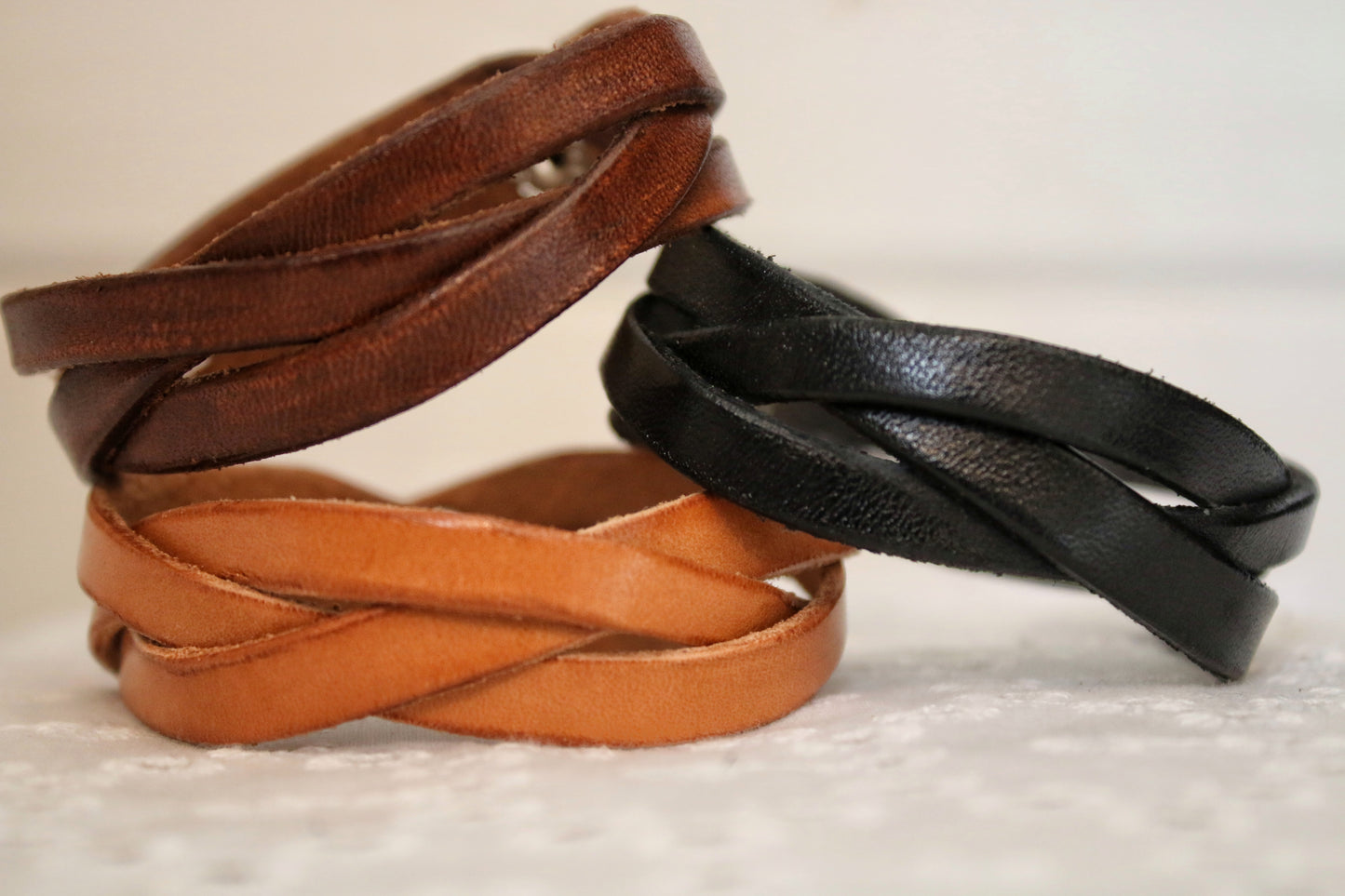 Braided 3 Strand Leather Bracelet